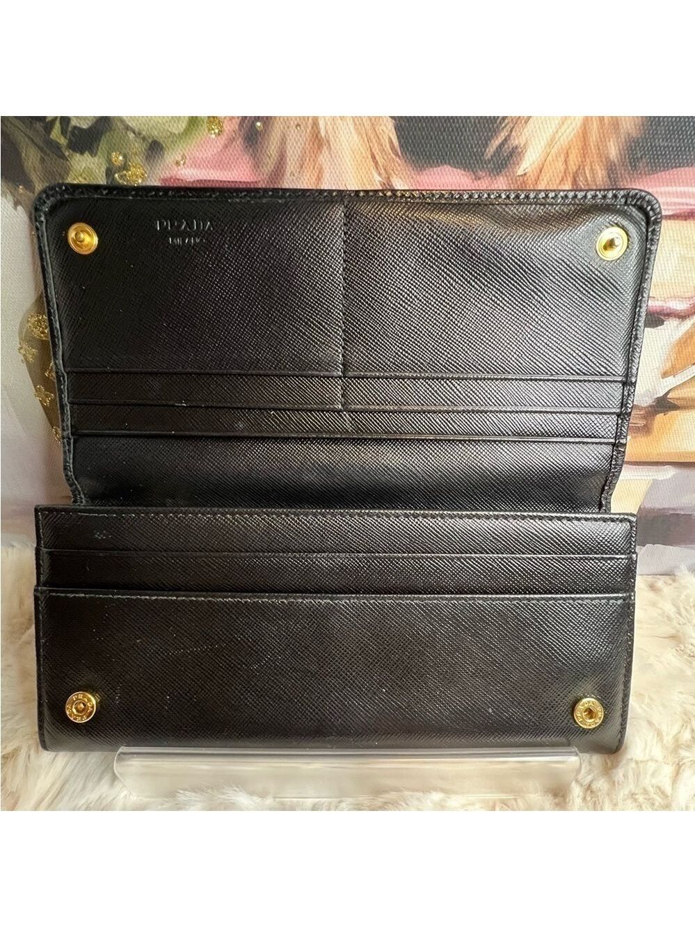 PRADA SAFFIANO LEATHER FLAP WALLET - Picture 3 of 16